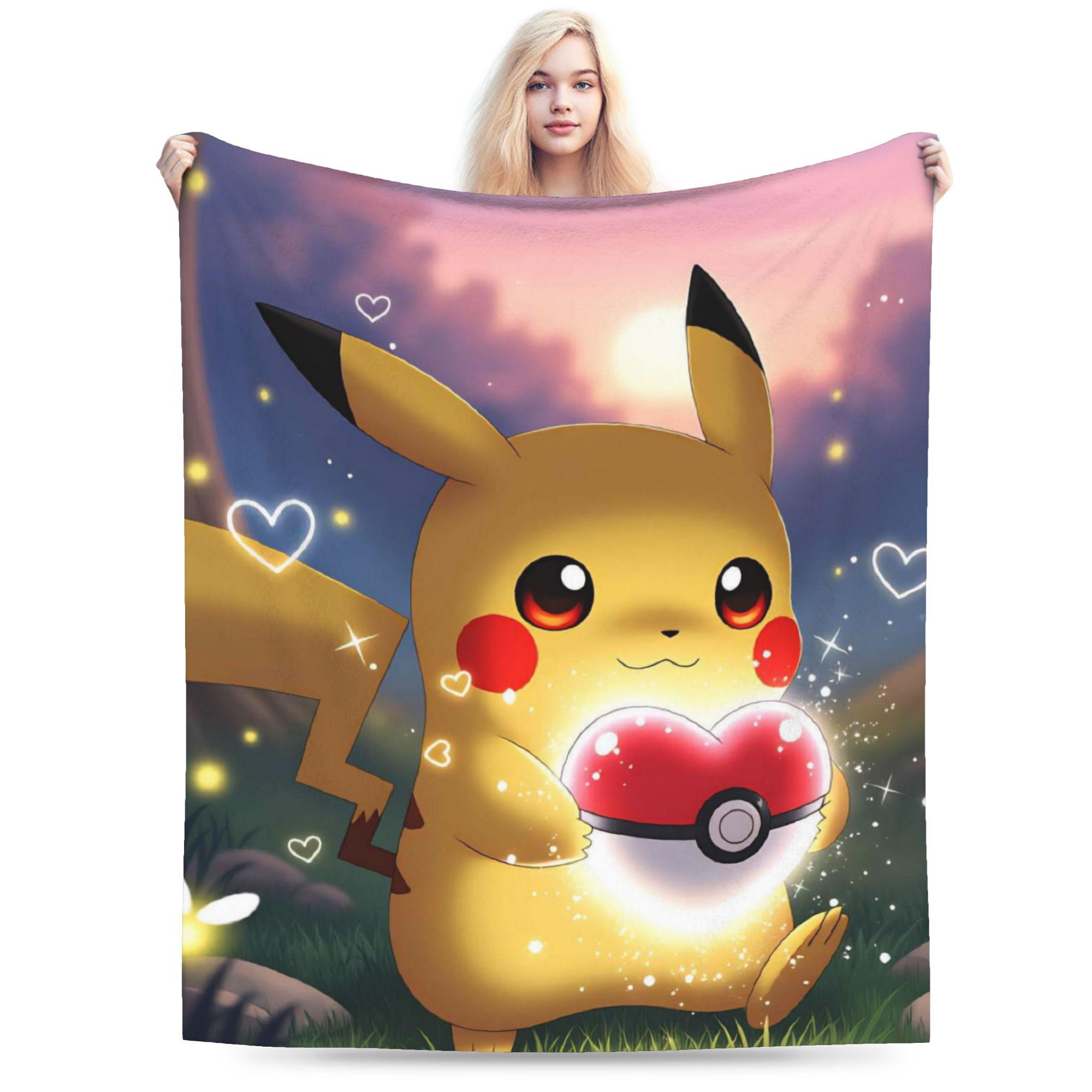 

Pokemon Pikachu Collage Super Warm Blanket Students Plush Bedding Throws Novelty Bedroom Flannel Bedspread Sofa Bed Cover 75x100cm (30x40inch)