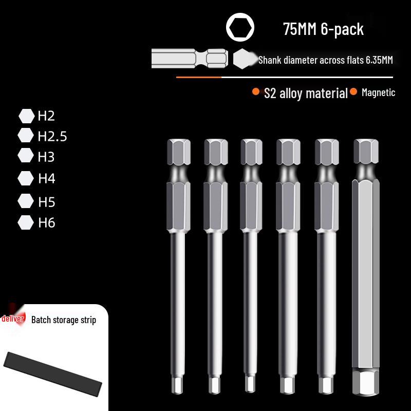 Hexagonal High Hardness S2 Bit Set for Pneumatic & Electric Screwdrivers