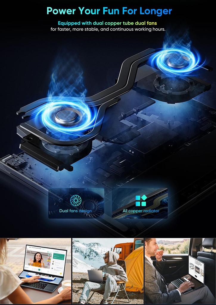 Odnowiony laptop N-one NBook Fly z dwoma ekranami Intel® Core™ i7-10850H 2.7GHz 16 cali 1920*1200 Pełny ekran 14 cali 1920*550 RAM:16 GB pamięci DDR4:1TBSSD