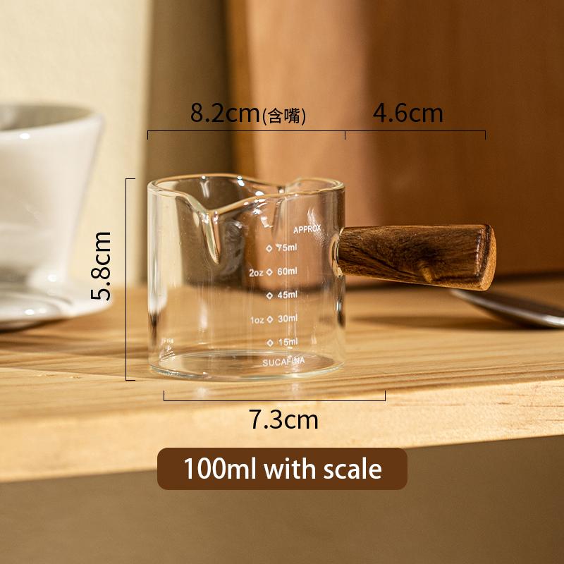 

Прозрачный стеклянный молочник с ручкой для вспенивания 100/200/370 мл, кофейник для совместного использования, пенопластовый инструмент 101-370ml