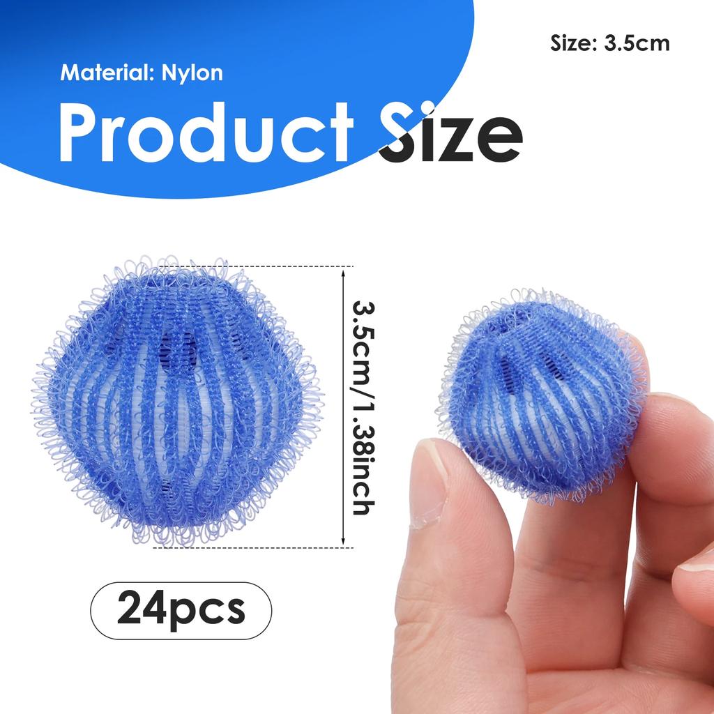 24Pcs Washing Machine Hair Remover Filter Clothes Washing Balls Reusable Laundry Ball for Cat Dog Pet Fur Remover