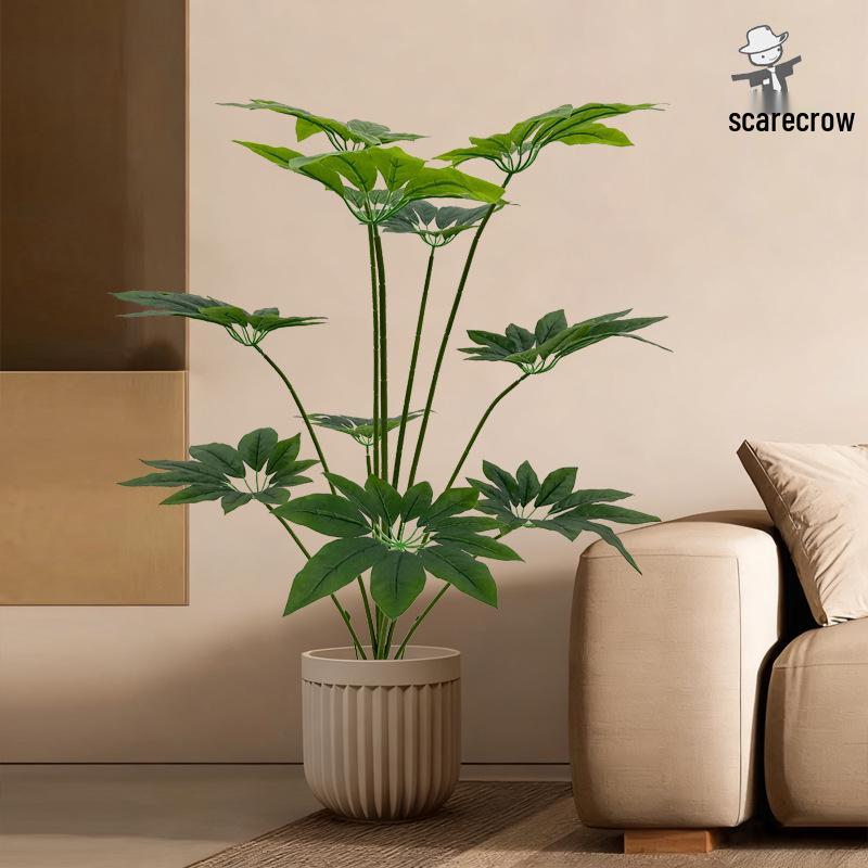 Tropical Nordic-Style Umbrella Leaf Faux Bonsai for Home Décor