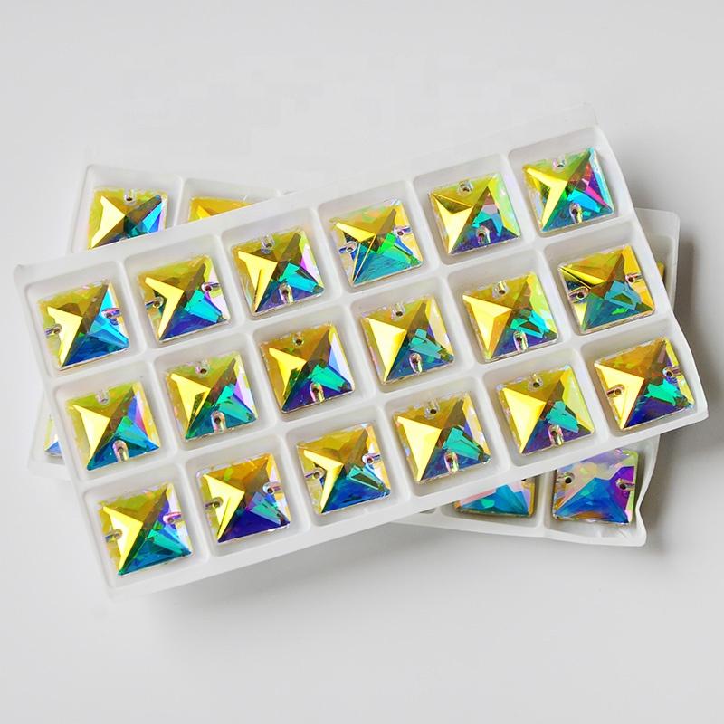 Yanruo AB Color Sew on Glass Crystal Sewing  Rhinestone Crystal Flat Back Rhinestone for Dresses