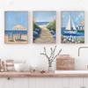 Blue Coastal Beach Seashell Sailboat Posters Prints Canvas Painting Wall Art Pictures Living Room Home Decor Cuadros