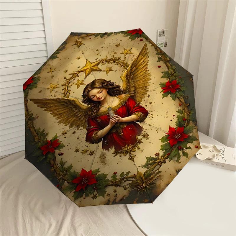 

1PC Angel Christmas Umbrella-8-Rib Reinforced, Automatic Open, Lightweight & Durable, Cute Fashion Accessory for Outdoor-A1259