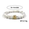 European & American Zirconia Crown Bracelet with Volcanic Stone & White Pine Beads