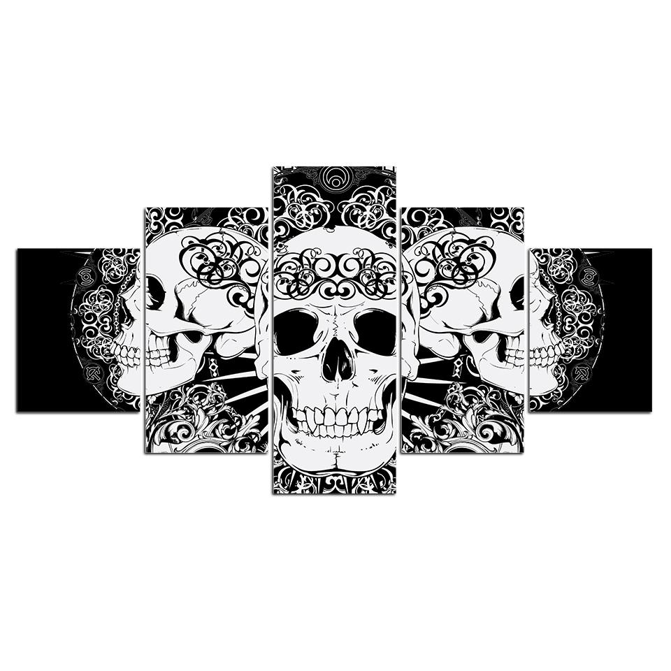 ArtSailing 5 панельная картина холст настенное искусство абстрактные черепа картина — фото 2