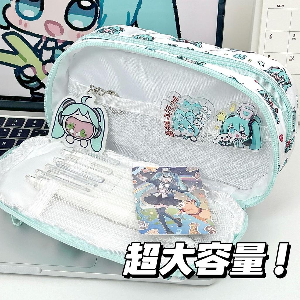 Cartoon Hatsune Miku Pain Bag Pencil Bag High-Looking Girl Stationery Bag Student Large Capacity Cute Pencil Storage Bag