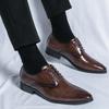 Large Size Business Dress Men's British Block Leather Shoes Groom Wedding Shoes Men's Pointed Leather Shoes