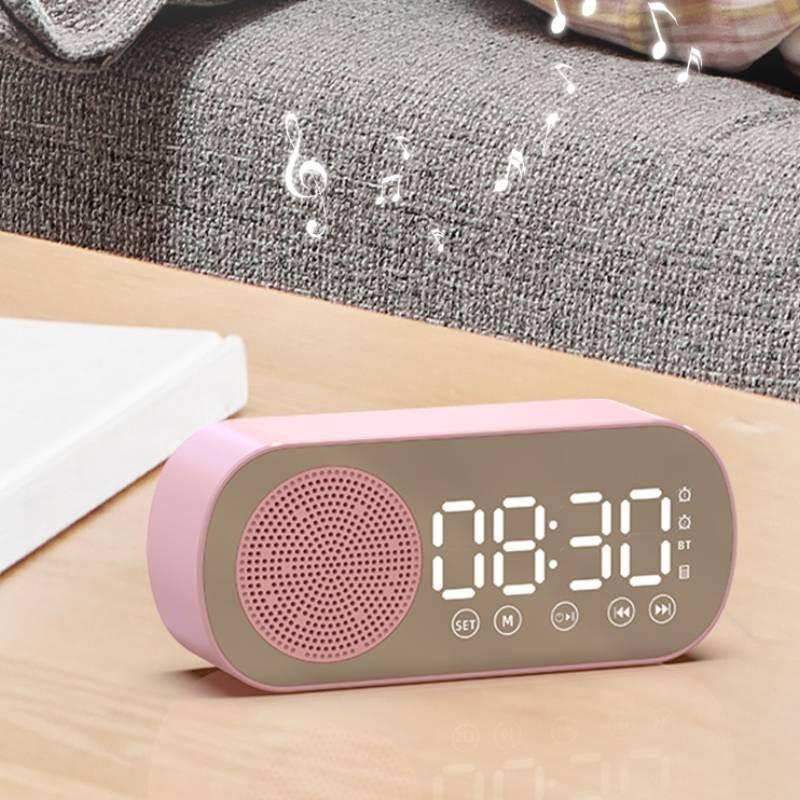 Digital Led Mirror Alarm Clock With Radio And Bluetooth Speaker For Use Daily