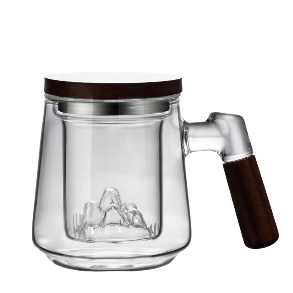 Wood Handle Tea Separation Mug High Borosilicate Glass Clear Teapot Tea Pitcher Afternoon Tea