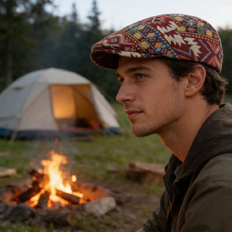 Elegant Embroidered Beret Hat Stylish Unisex Accessory Comfortable Wear For Outdoor Adventures And Social Gatherings