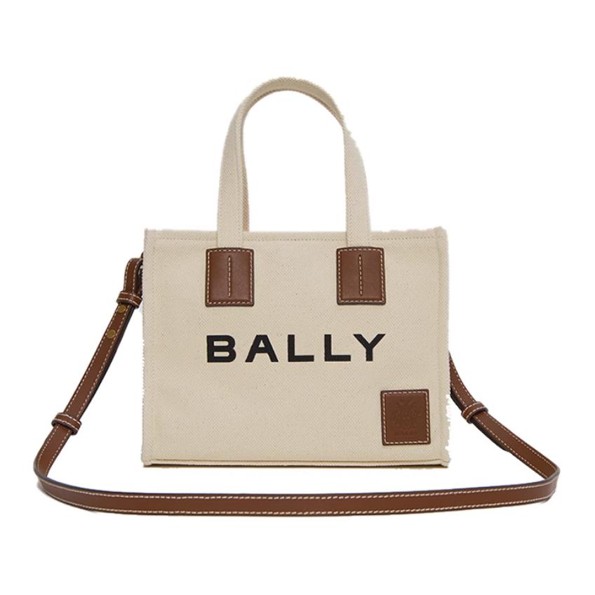 Bally Logo Micro Mark Fabric Tote Bag Shopping Bag Shoulder Crossbody Handbag Medium Women Tote Bags Natural 6310434