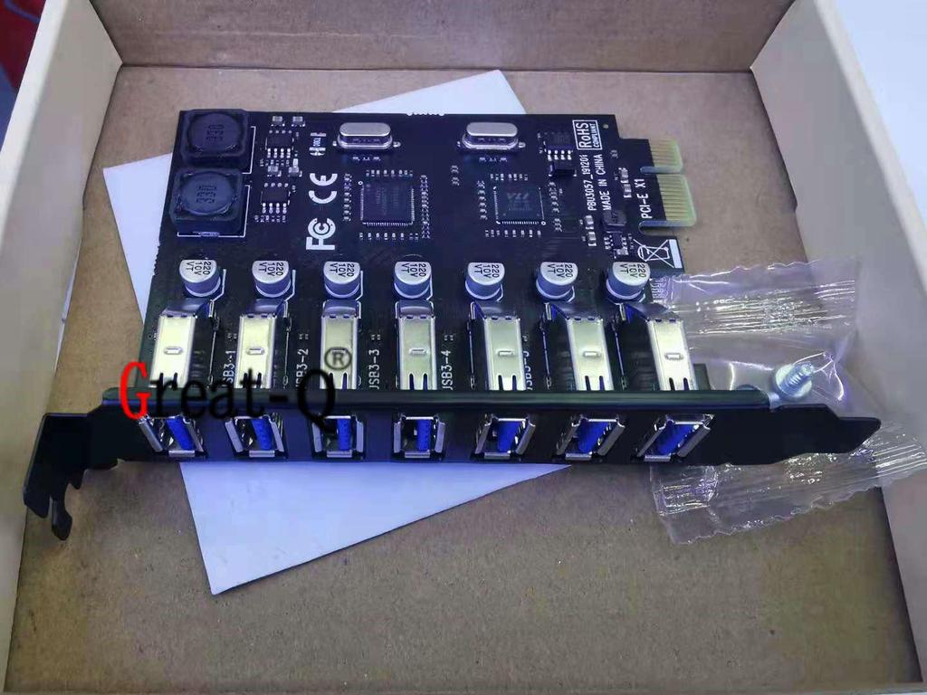 Placă adaptor PCI-E la USB 3.0 cu 7 porturi pentru PC desktop - Nu necesită alimentare externă, Chip NEC