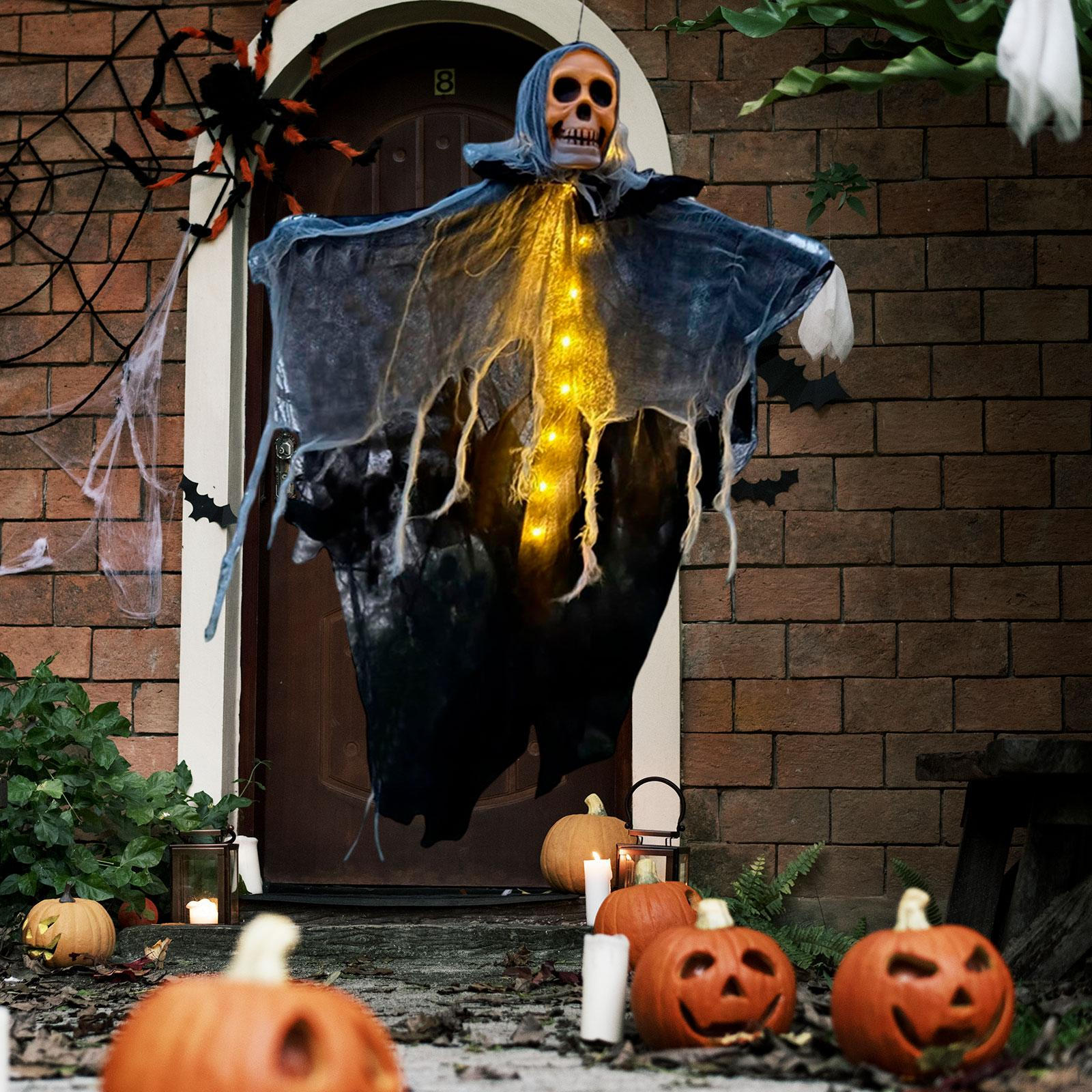 

Halloween Hanging Creepy Backyard Decoration with Lighting Horror Skeleton for Porch Yard Warm Lighting