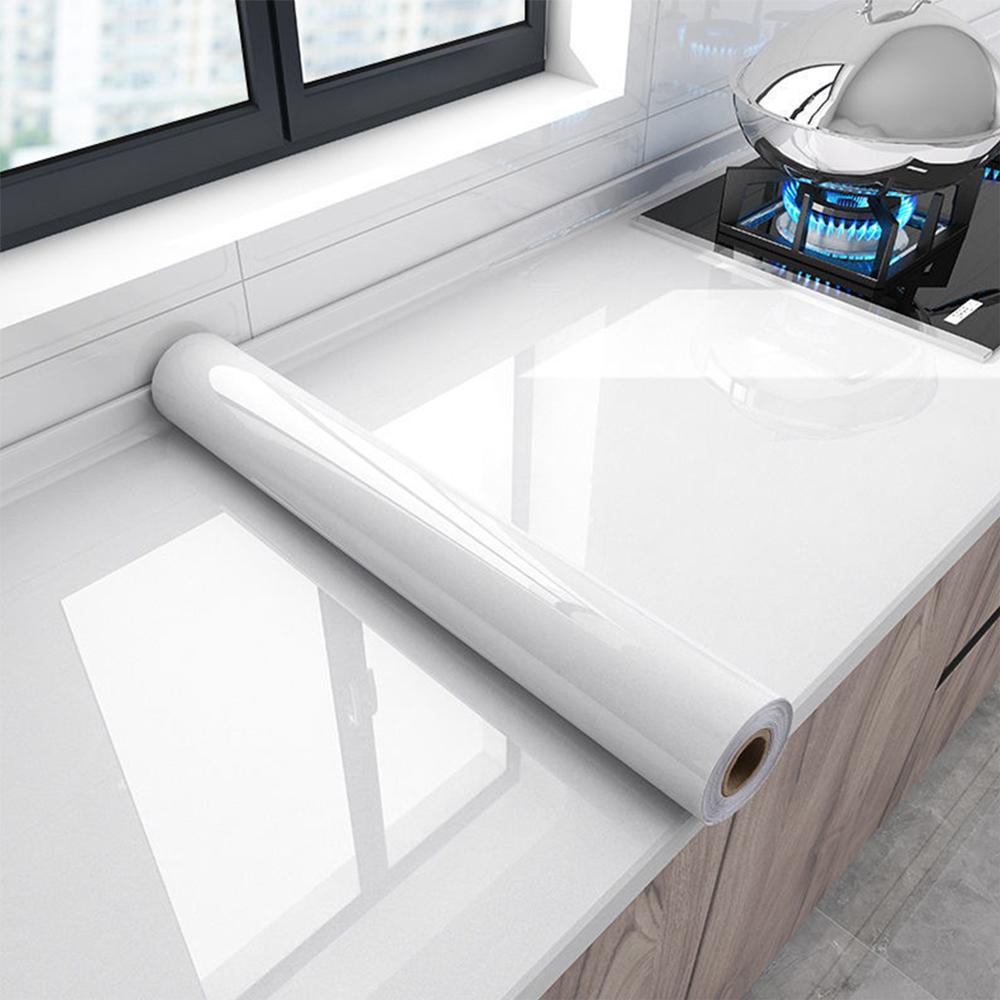 High Gloss PVC Pearl Film – Waterproof Self-Adhesive Wallpaper for Wardrobe, Kitchen, Furniture (Black/White)