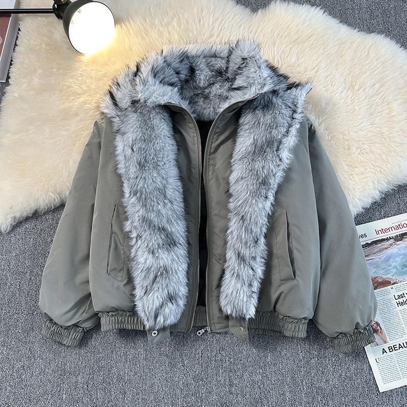 

Polar Wolf King Men s Thick Fur Collar Cotton Jacket - Warm, Loose, Versatile, Trendy Coat XL (suggested 130-150 jin) сірий колір