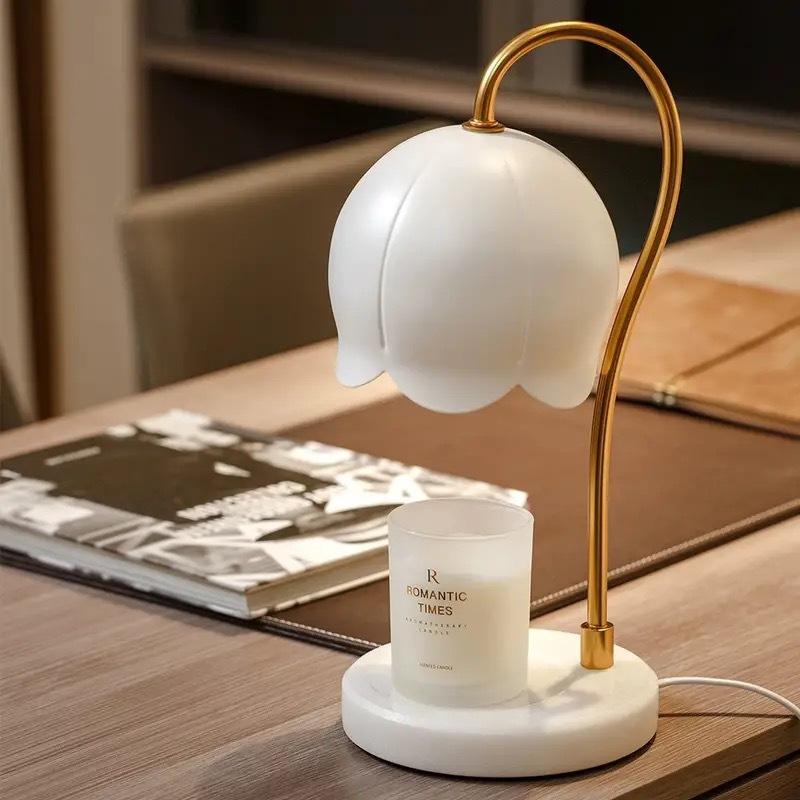 Minimalist Lily of the Valley Wax Melt Lamp Luxury Modern Candle Warmer Aromatherapy Light Bedroom Night Light Gift Ambient Lamp