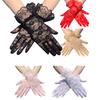 A Pair Vintage Women's Sheer Short Lace Gloves Floral Wrist-Length Fancy Costume Accessory for Derby Tea Party Dinner