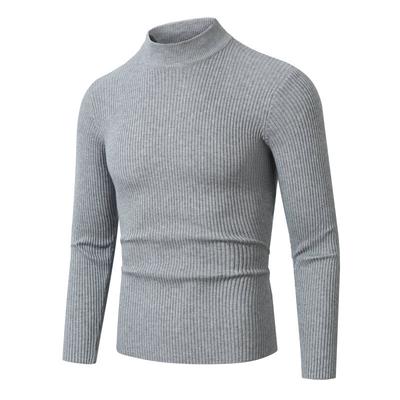 Automne Et Hiver Nouveau T-Shirt Décontracté Pour Homme Col Semi-Roulé Revers Pull Tricoté Pull Couleur Unie Homme