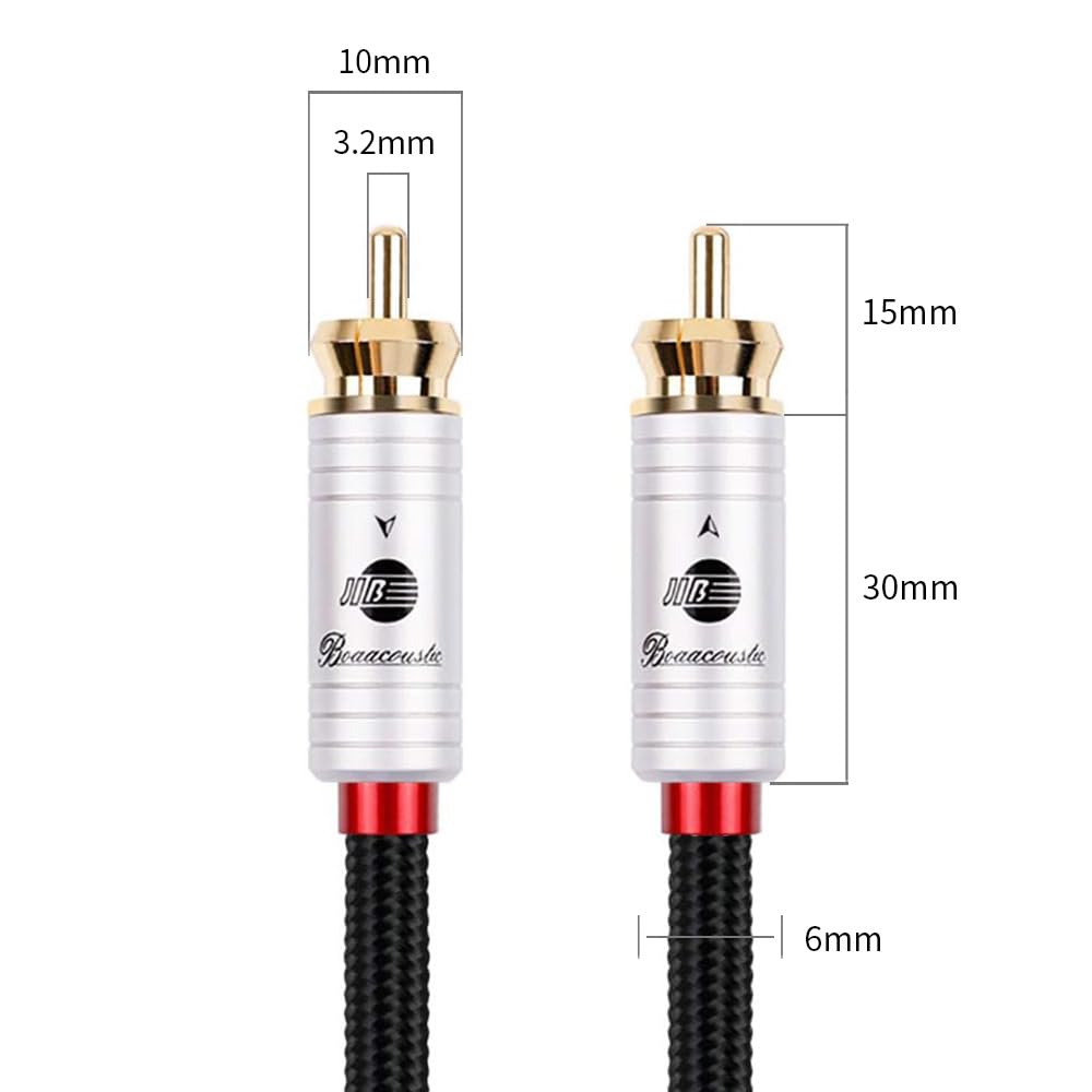 JIB RCA to RCA coaxial audio cable compatible with 1m length (male) (male) cable, subwoofers, amplifiers, DVDs, Blu-ray players, HDTVs, etc. /