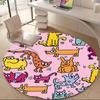 1pc Paws Playful Office Round Area Rug, Indoor Mat Suitable ForOffice, Under Office Chairs Bedroom Living Room Home Decor, Room Decot234