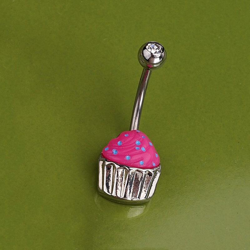 Sweet Dinosaur Navel Ring Zircon Heart Strawberry Belly Button Ring For Women Body Piercing Decor Vacation Leisure Beach Jewelry