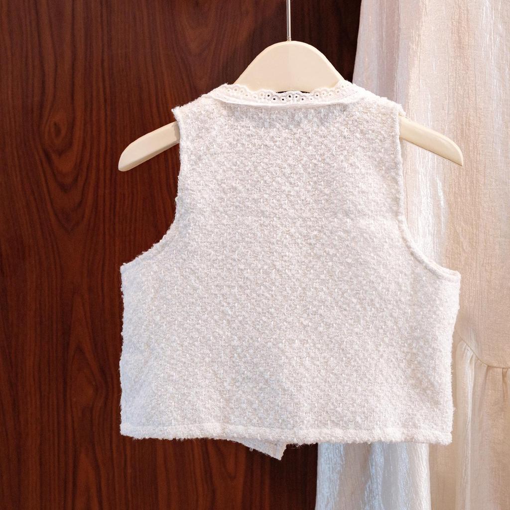 2025 Autumn/Winter Korean Style Elegant Button-Up Vest for Girls and Toddlers