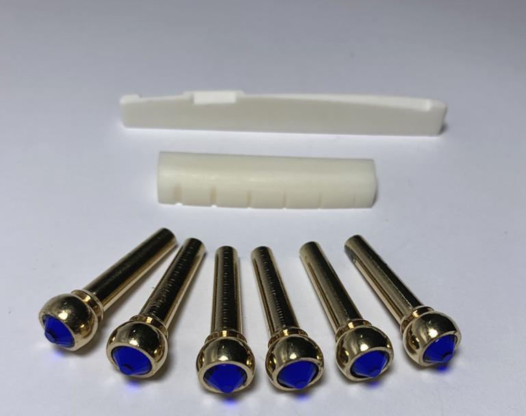 Folk Guitar Set: Pure Copper String Pins, Bone Bridge Nut, Brass Tuning Pegs, Solid Cone for Extended Sustain