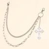 Punk Style Double Layer Cross Pendant Metal Chain Belt For Men Hip Hop Streetwear