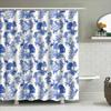 Hjort Skog Duschdraperi Vintage Blå Botanisk Natur Tematisk Bakgrund Tvättrum Dekor Gård Rustika Badrumstillbehör