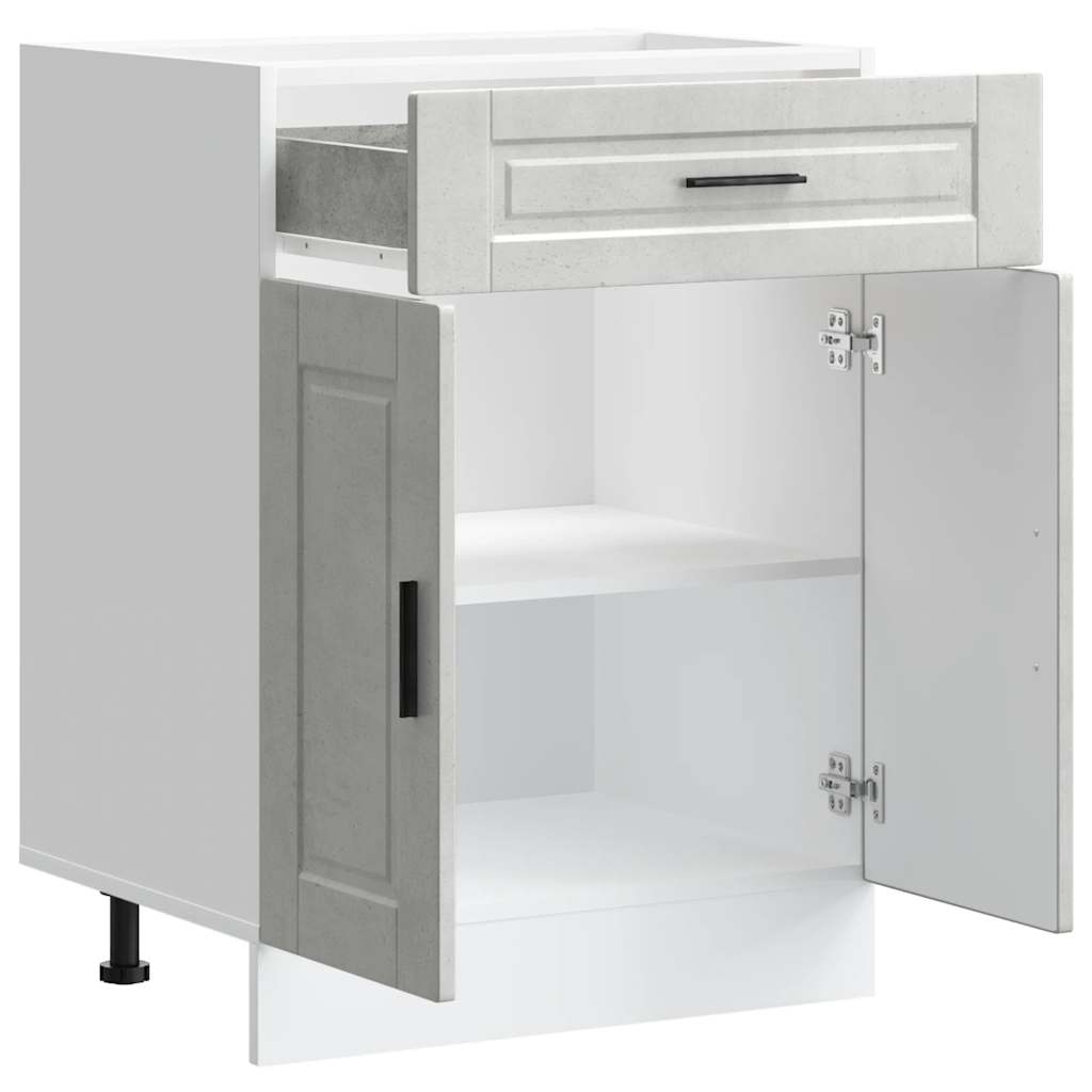 Porto Kitchen Base Cabinet Concrete Grey Particleboard