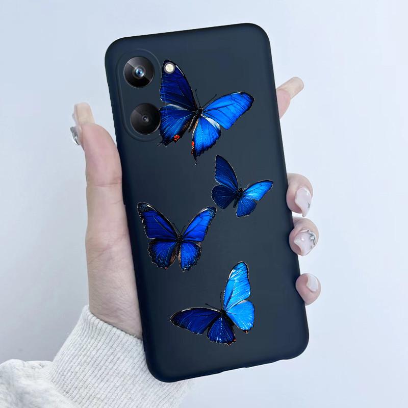 For Realme 10 Pro Phone Case RMX3661 Butterfly Flower Girl Design Soft Silicone TPU Back Housing for Realme 10Pro 5G 2022 Cover