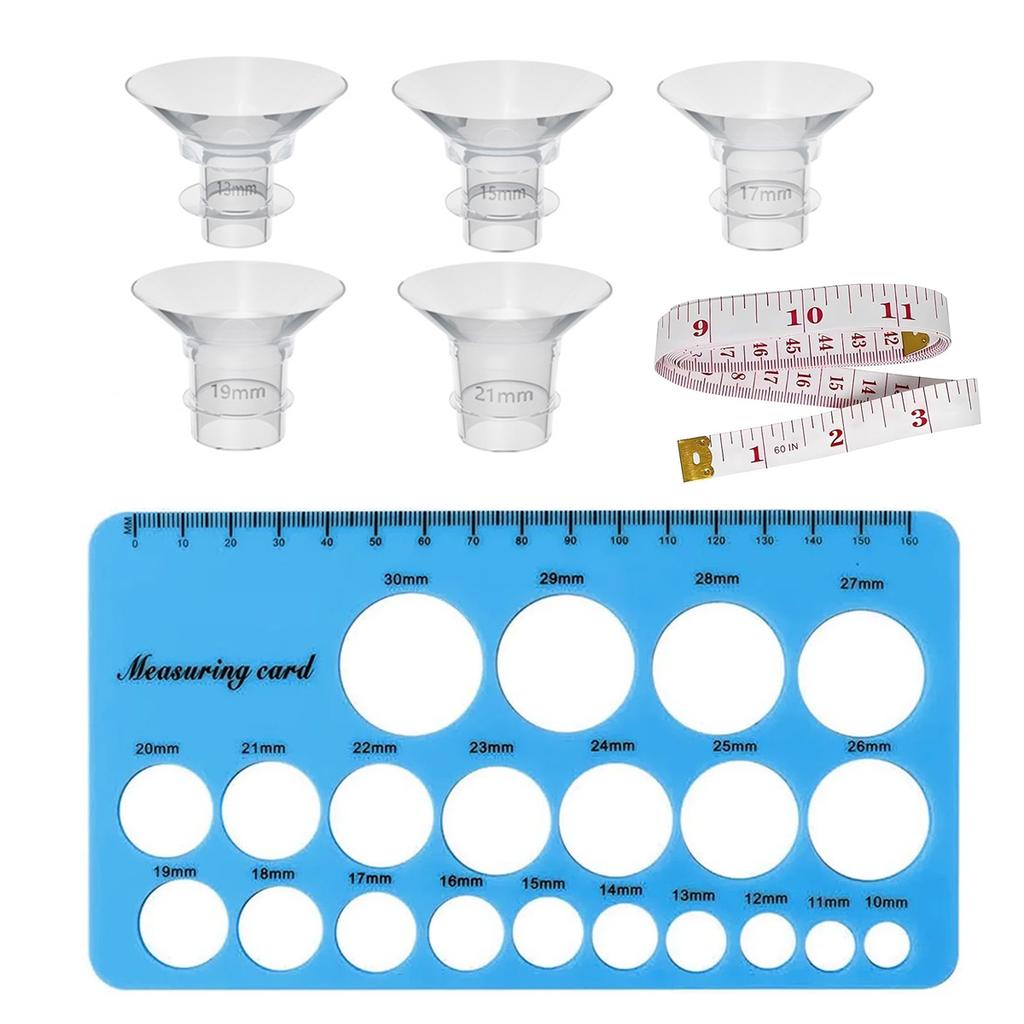 Flange Sizing Kit with 5PCS Flange Inserts 13/15/17/19/21mm for 24mm Flange of Most Pumps Breastfeeding Essential Pumping Kit