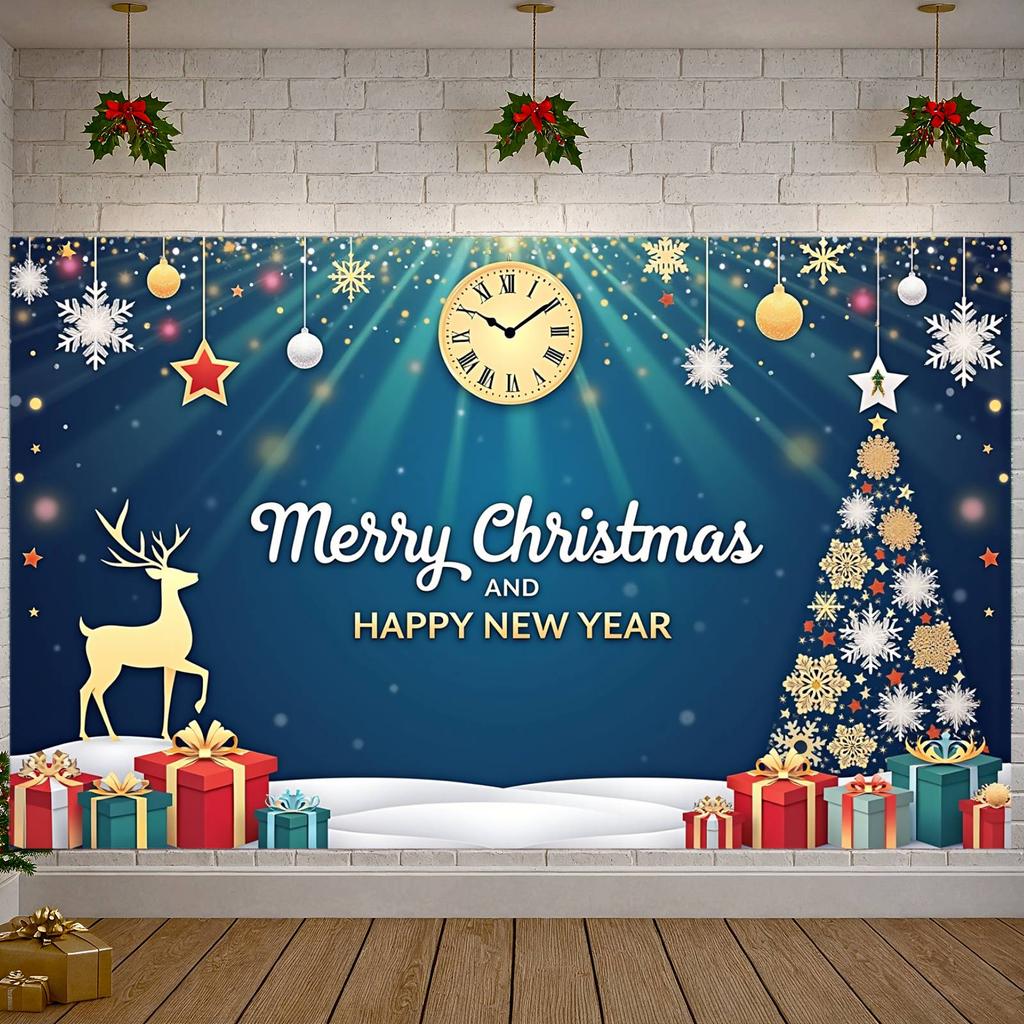 Christmas Banner Christmas Tree Design Winter Celebration Banner New Year Backdrop Snowflake Decor New Year Banner For New Year