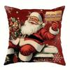 Christmas Throw Pillow Cover Christmas Tree Candy Pillow Cover Santa Gift 18X18 Inch Warm Hearted Cartoon Sofa Home Decoration