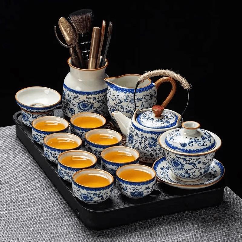 Cha Xun Flower Window & Ru-ware Lotus Ceramic Tea Set
