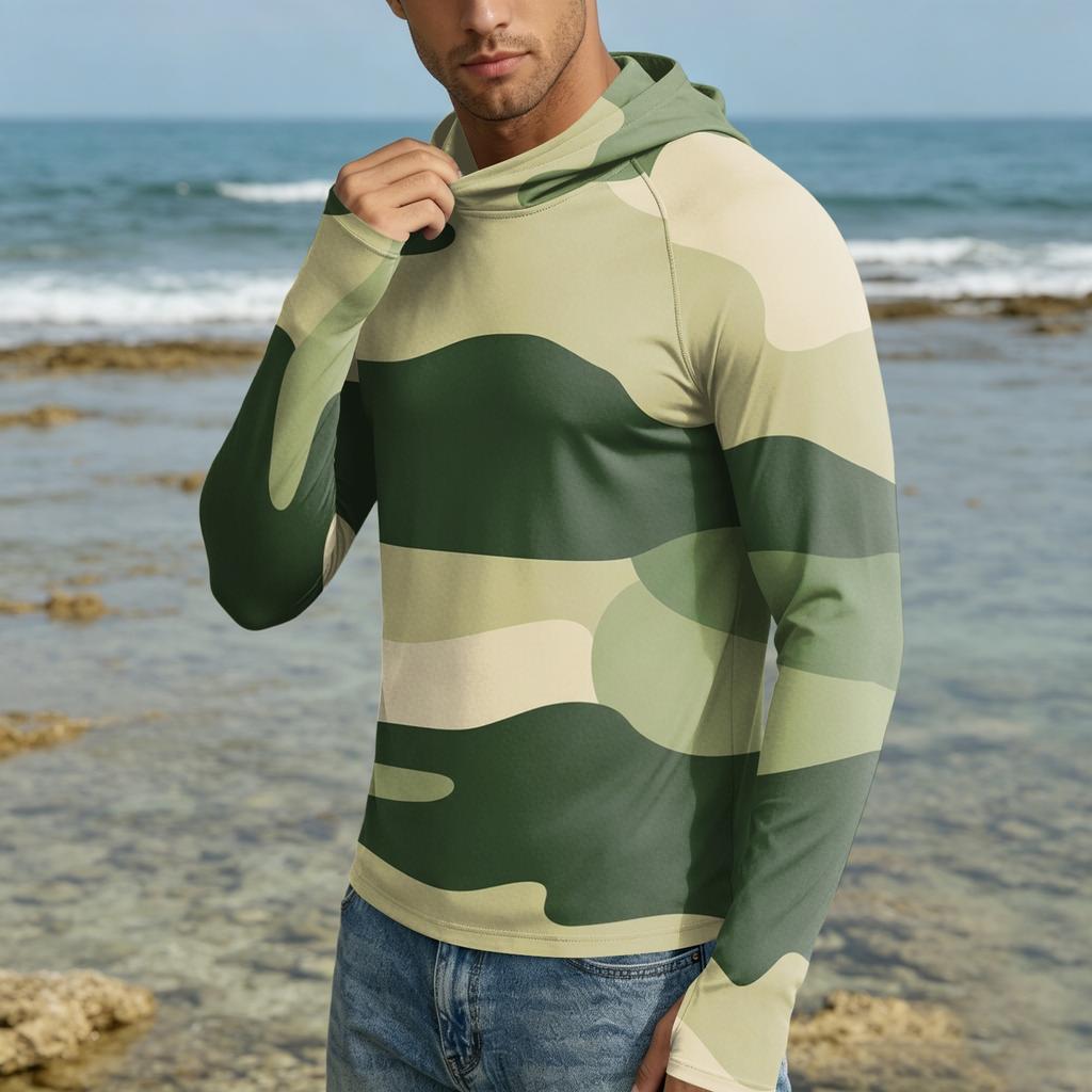 Men 50 Plus Sun Hoodie Long Sleeve Lightweight Quick Dry Hooded Shirt for Outdoor Activities