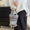 Trendy Ethnic Inspired Large Capacity Bucket Bag 2023 Fashion Striped Women's Handbag