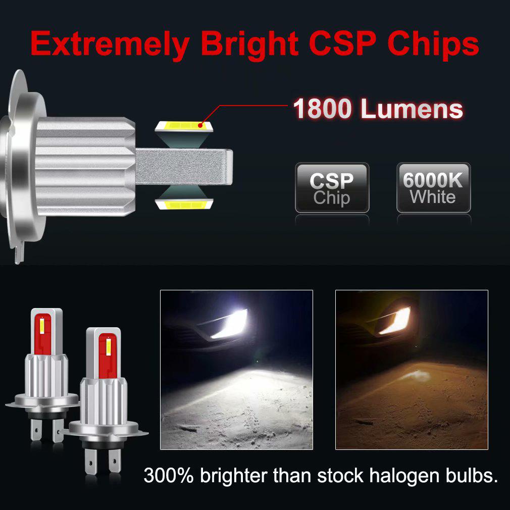 2Pcs H7 Led Bulb Fog Lights CSP Chips 3000K 6000K 8000K 12V White Blue Amber Day Running Car Lamp Auto Light 24V