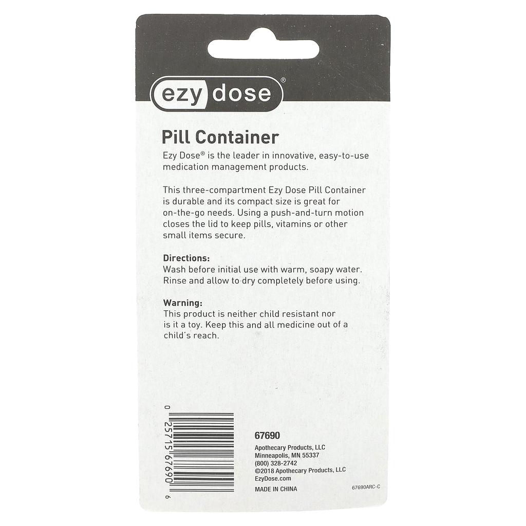 Pill container, 3-count, 1 pc