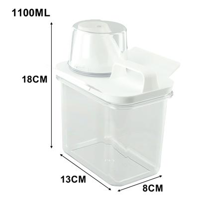 Double-Sided Snap Washing Powder Double-sided Snap Transparent White Washing Powder Dispenser With Measuring Cup