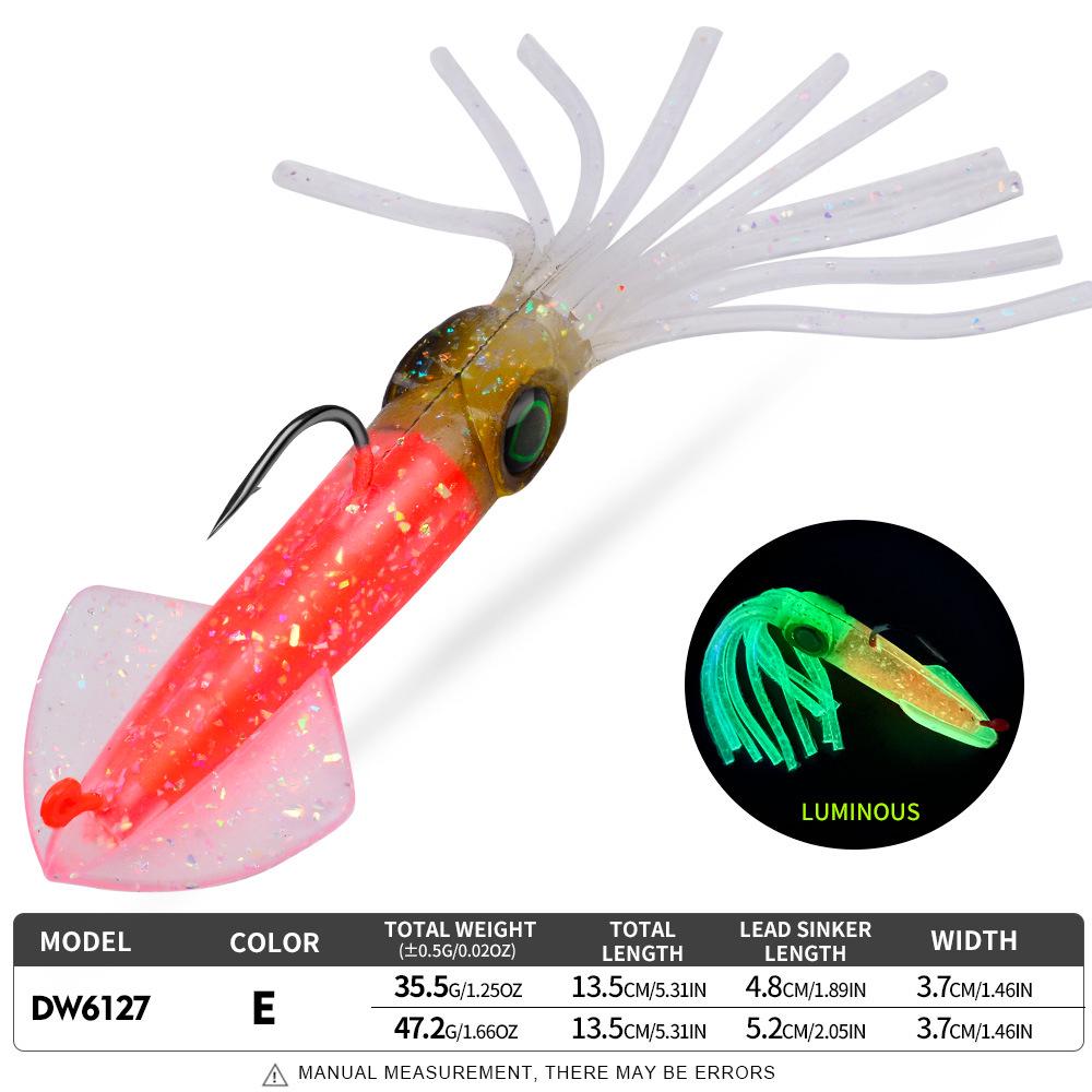 13cm Luminous UV Squid Lure with Lead Head & Hook - Soft Bionic Octopus/Cuttlefish Bait