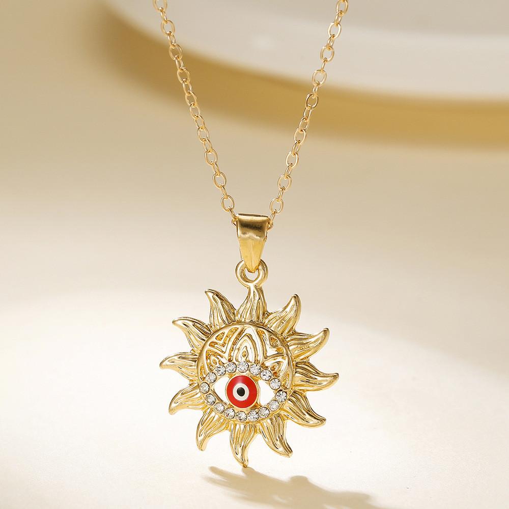 Sun Flame Eye Necklace With Alloy Pendant For Fashion Forward Men And Women Style A