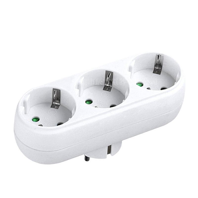 Plugue de conversão de energia europeu/alemão: Adaptador de soquete 1 para 3