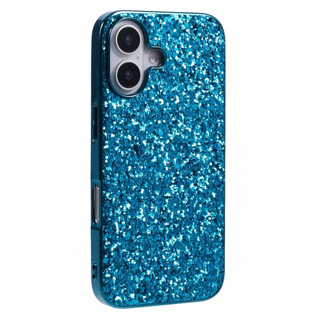 For iPhone 16 Plus Case TPU+PC Sparkling Glitter Phone Back Cover