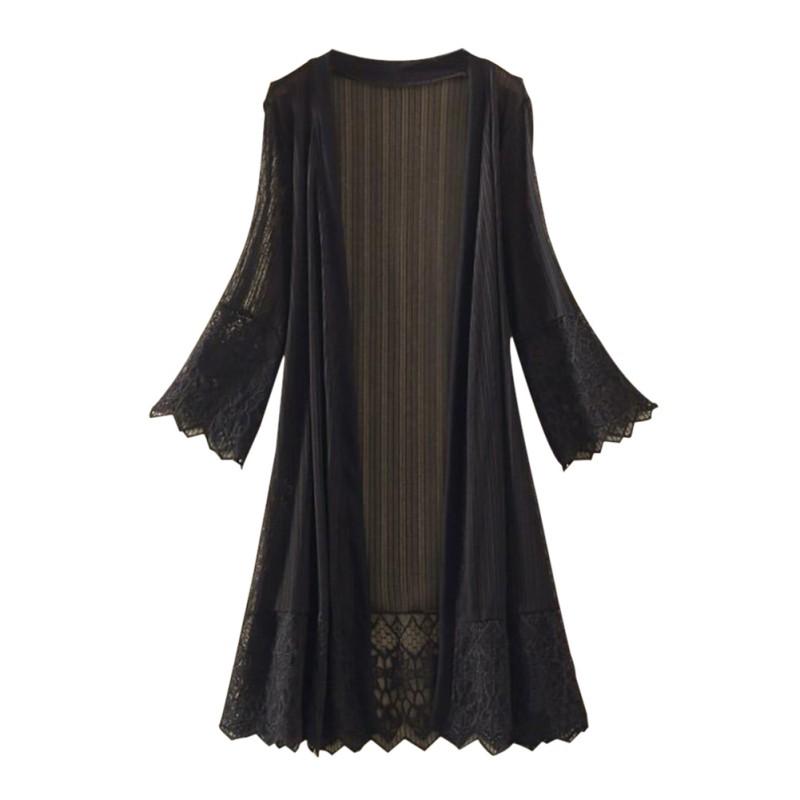 

Женская повседневная свободная одежда с защитой от солнца из кружева, летний кардиган, блузка, рубашка, топы, чехлы XXL