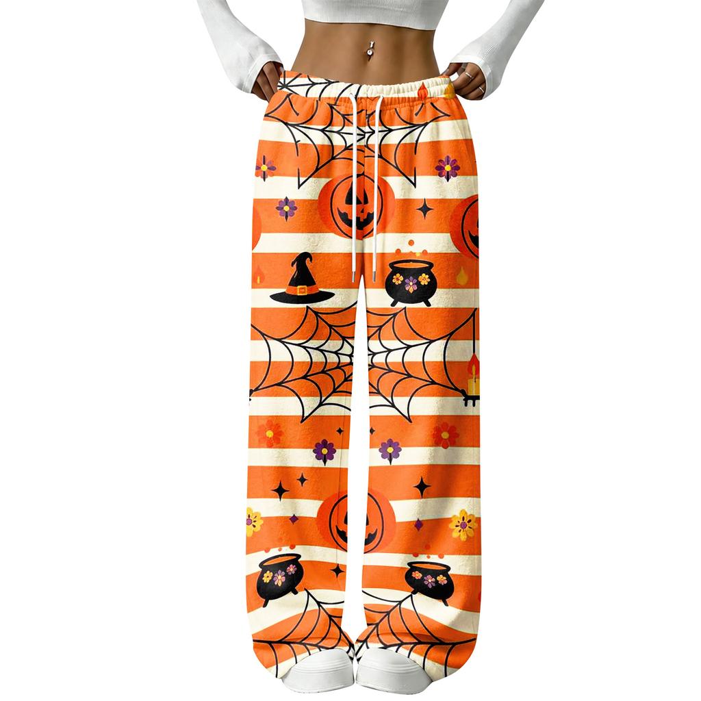 Damen Flanell Schlafanzughose für Halloween Gerade geschnitten Feiertags Loungewear Nachtwäsche