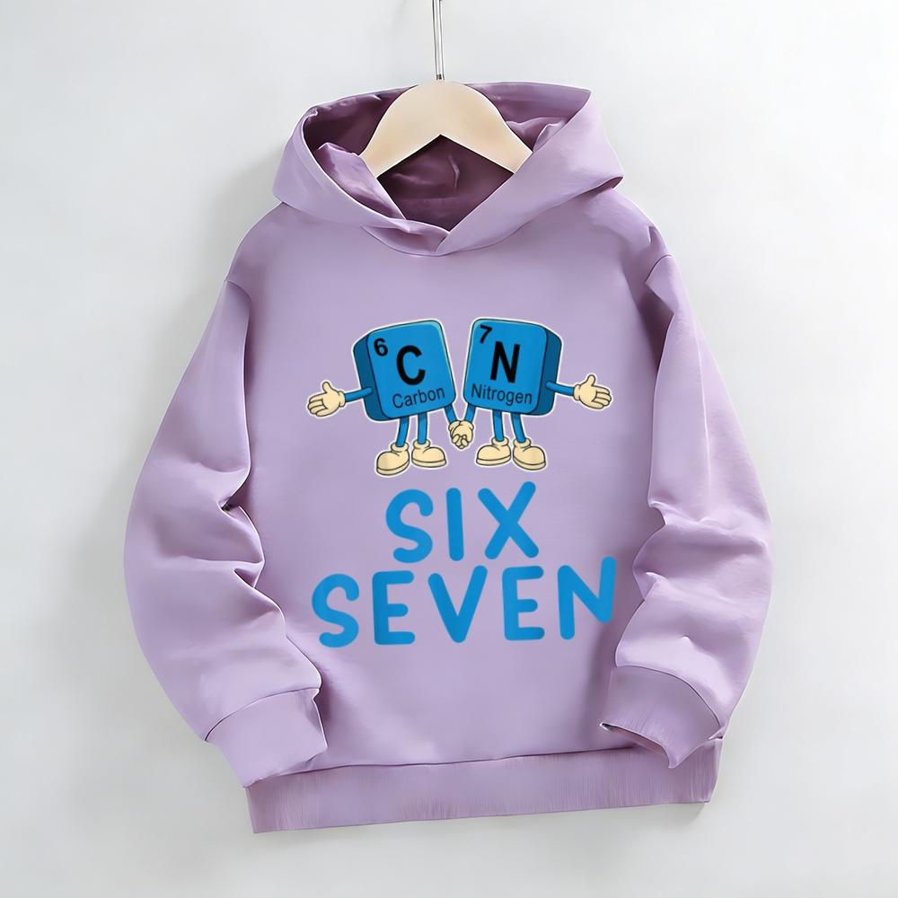 6 7 Meme hoodie children's sweatshirt, funny six seven cartoon print boy sweater, girl long-sleeved jacket