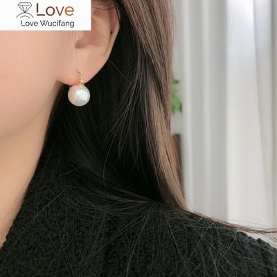 High Quality 925 Sterling Silver Vintage Big Round Pearl Stud Earrings For Women Brincos Wedding Gift